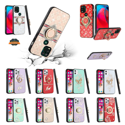 Phone Case Cover for Samsung Galaxy A07 4G Diamonds 3D Fashion Bling Sparkly Glitter Ornaments Engraving Hybrid with Ring Stand Cover