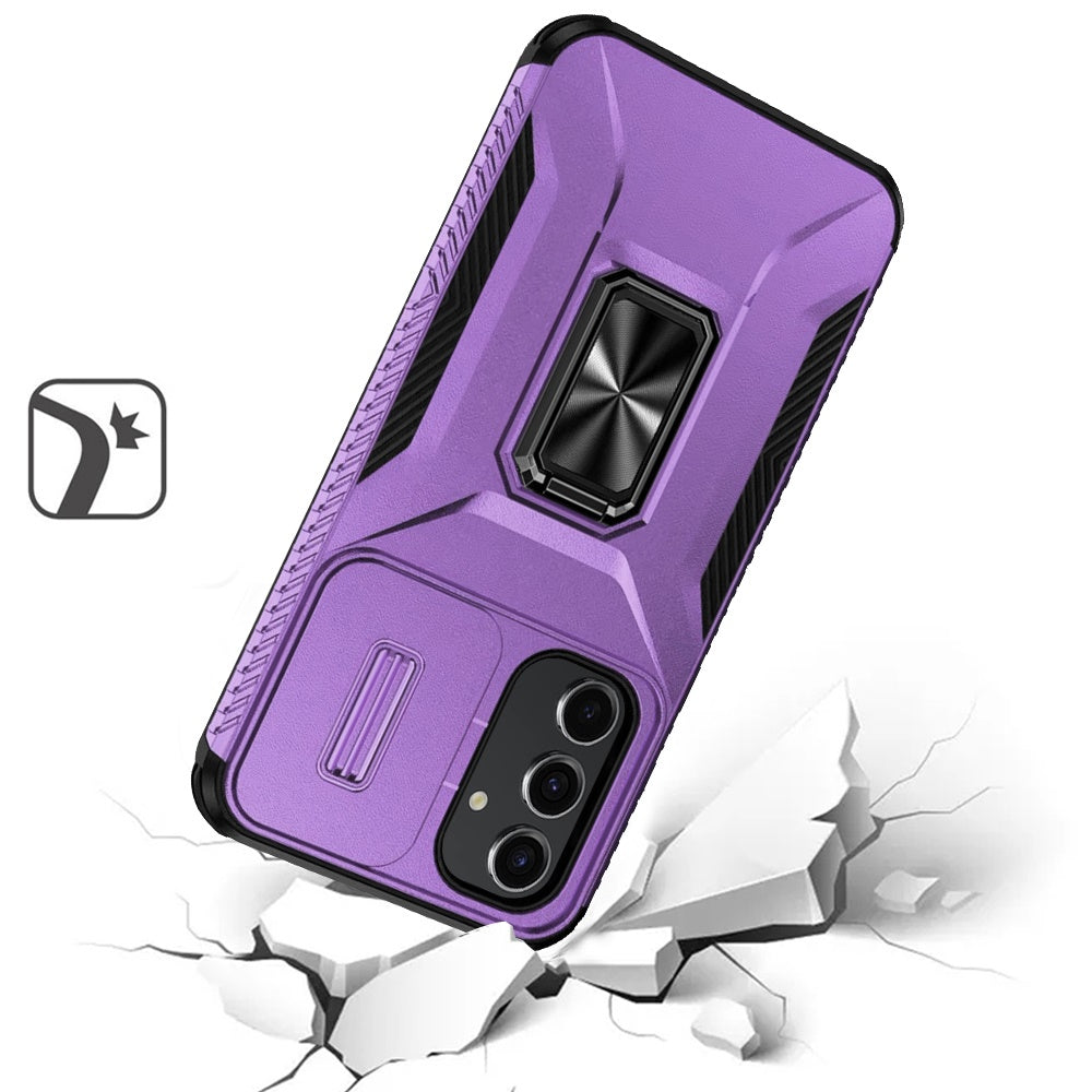For Apple iPhone 15 Pro Max Case, Camera Cover with Magnetic Rotation Ring Stand, Military Grade Hybrid Hard TPU Shockproof Case Cover