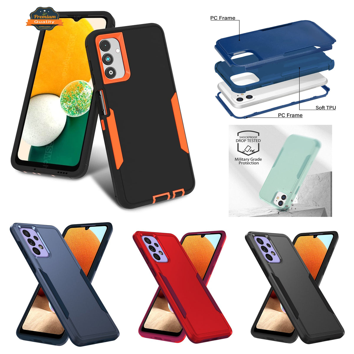 For Samsung Galaxy S25 /S24 Rugged Heavy-Duty Dual Layer Military-Grade, Rubber TPU Defender, Hybrid Shockproof Case Cover