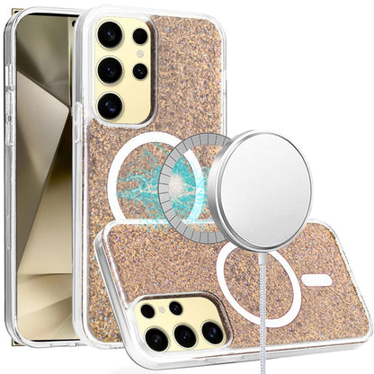 Hybrid Epoxy Glitter Shiny Flower Design Stylish Fashion Case, Magnetic MagSafe Compatible, Shockproof