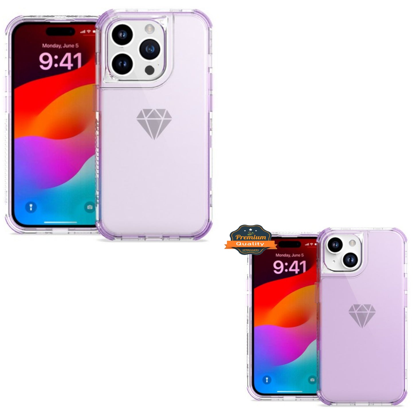 For Apple iPhone 15 Pro (6.1") Hybrid Transparent 3in1 Corner Tough Durable Detachable Shockproof Frame Hard PC + TPU  Phone Case Cover