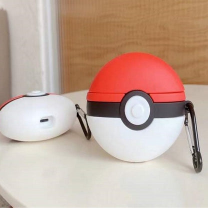 For Airpods Pro 3 Hybrid Cute 3D Fun Design Silicone Skin Cartoon Animal with Keychain Buckle Holder Rubber TPU Soft Case Cover Poke Ball