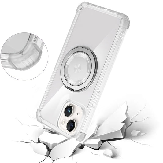 For iPhone 15 (6.1") Magnetic [Compatible with Magsafe] with 360° Rotatable Ring Holder Invisible Stand Transparent Case Cover Clear