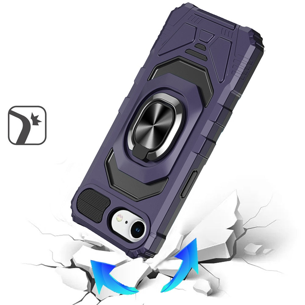 For Apple iPhone 16e Hybrid Dual Layer with 360° Rotate Magnetic Ring Stand Holder Kickstand TPU Rugged PC Shockproof Case Cover