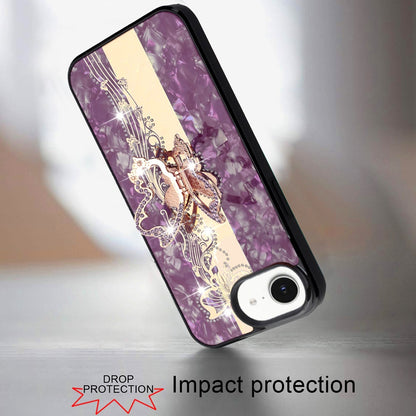 Diamond Glitter Butterfly Engraved Ring Stand Luxury Bling Hybrid Shockproof Chrome Edge Protective Durable Grip