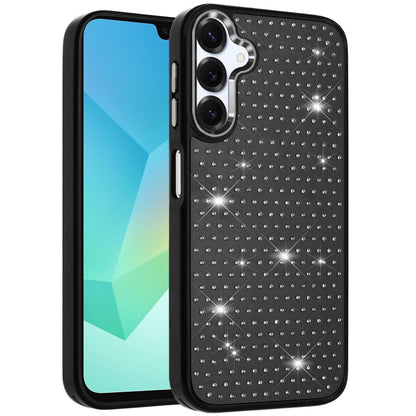 For Samsung Galaxy A16 5G Bling Diamond Metallic, Full Sparkle Chrome Edged Hybrid Protective Shockproof Case Cover