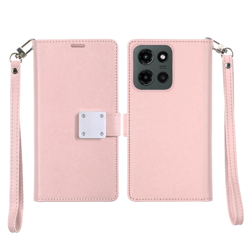 Phone Case for Motorola Moto G Stylus 5G 2026 /2025 Wallet Credit Card Holder Leather Grip Shockproof Hybrid Protective Style Durable Flip Pouch Cover Rose Gold