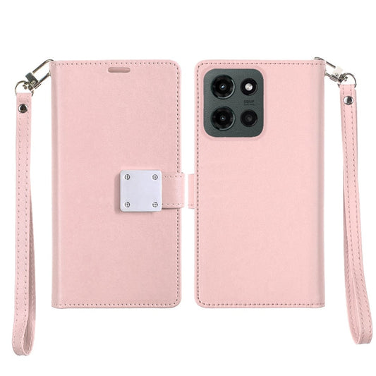 Phone Case for Motorola Moto G Stylus 5G 2026 /2025 Wallet Credit Card Holder Leather Grip Shockproof Hybrid Protective Style Durable Flip Pouch Cover Rose Gold