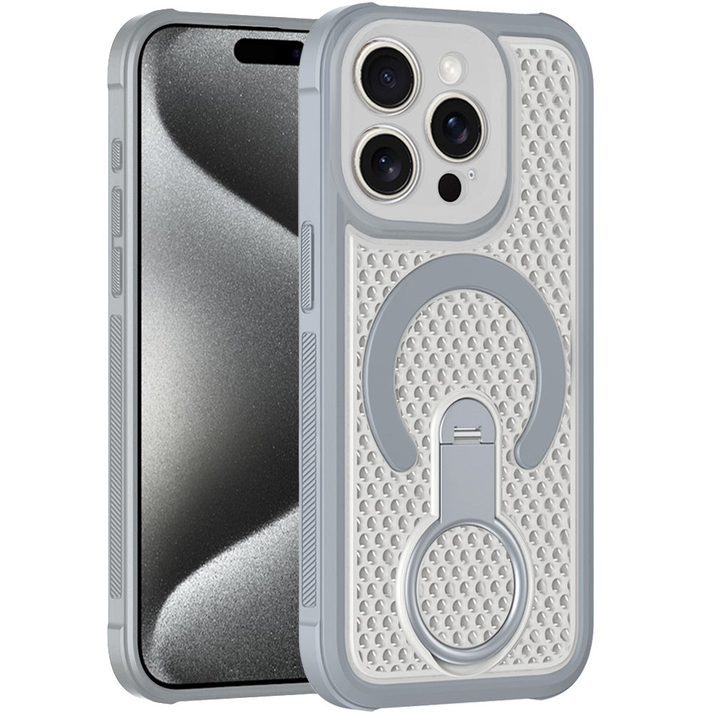 Phone Case for iPhone 15 Pro Max Magnetic Honeycomb Hybrid Rugged Armor Kickstand Dual Layer Shock Absorbing Hard PC Soft TPU Cover