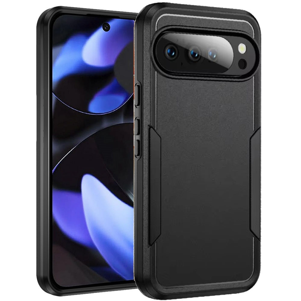Phone Case for Google Pixel 10 / 10 Pro Tough Hybrid Shockproof Rugged Dual Layer Durable Impact Resistant Drop Protection Heavy Duty Bumper Cover Black
