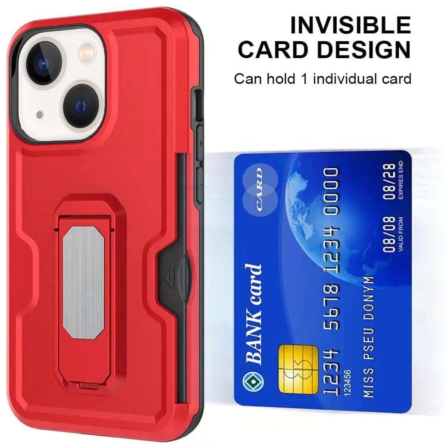Phone Case Cover for Motorola Moto G Stylus 5G 2026 Hybrid Wallet Case with Invisible ID Card Slot, Kickstand, Holster Belt Clip, Heavy-Duty Protection Cover Red