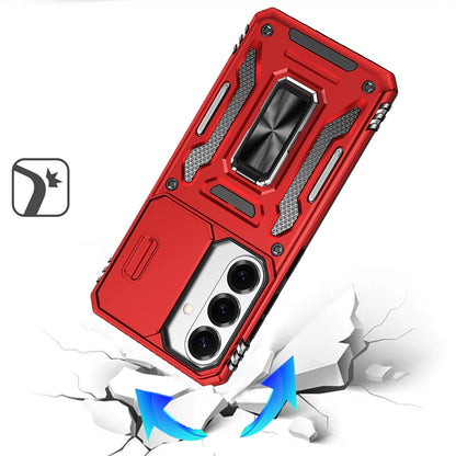Phone Case for Samsung Galaxy S26 FE /Fan Edition Tough Metal Ring Shockproof Sliding Camera Window Hybrid Armor Rugged Anti Slip Heavy Duty Grip Cover