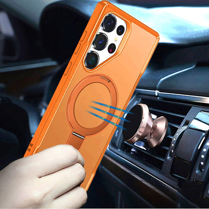 For Samsung Galaxy S26 Ultra Matte Finish Magnetic Ring Hybrid Protective Invisible Kickstand Magsafe Compatible Case Cover