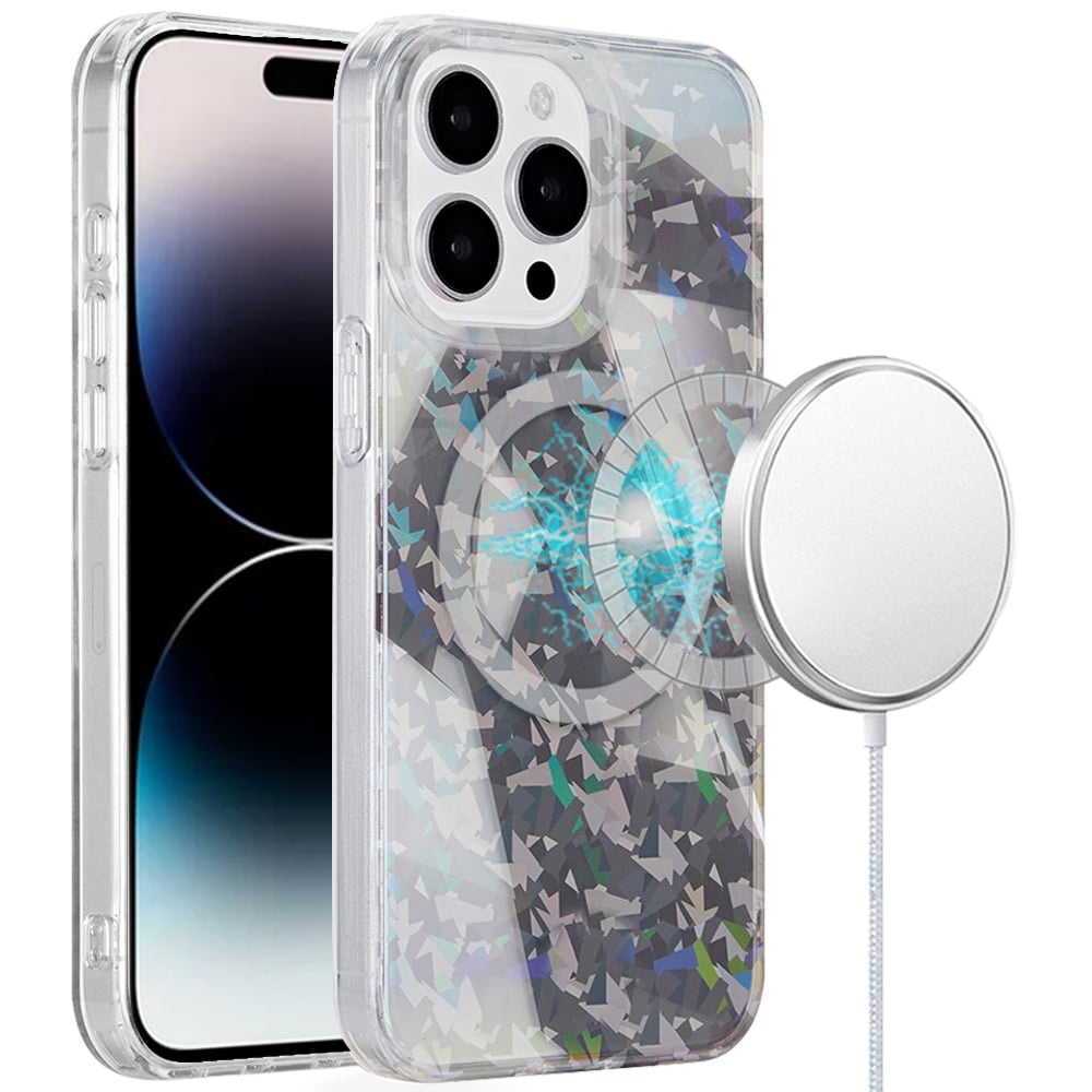 For Apple iPhone 13 Pro Max Double Layer IMD Magnetic Hybrid Shockproof Protection Anti Scratch Durable Design Secure Grip Slim Profile Compatible Design Case Cover Smoke Holographic