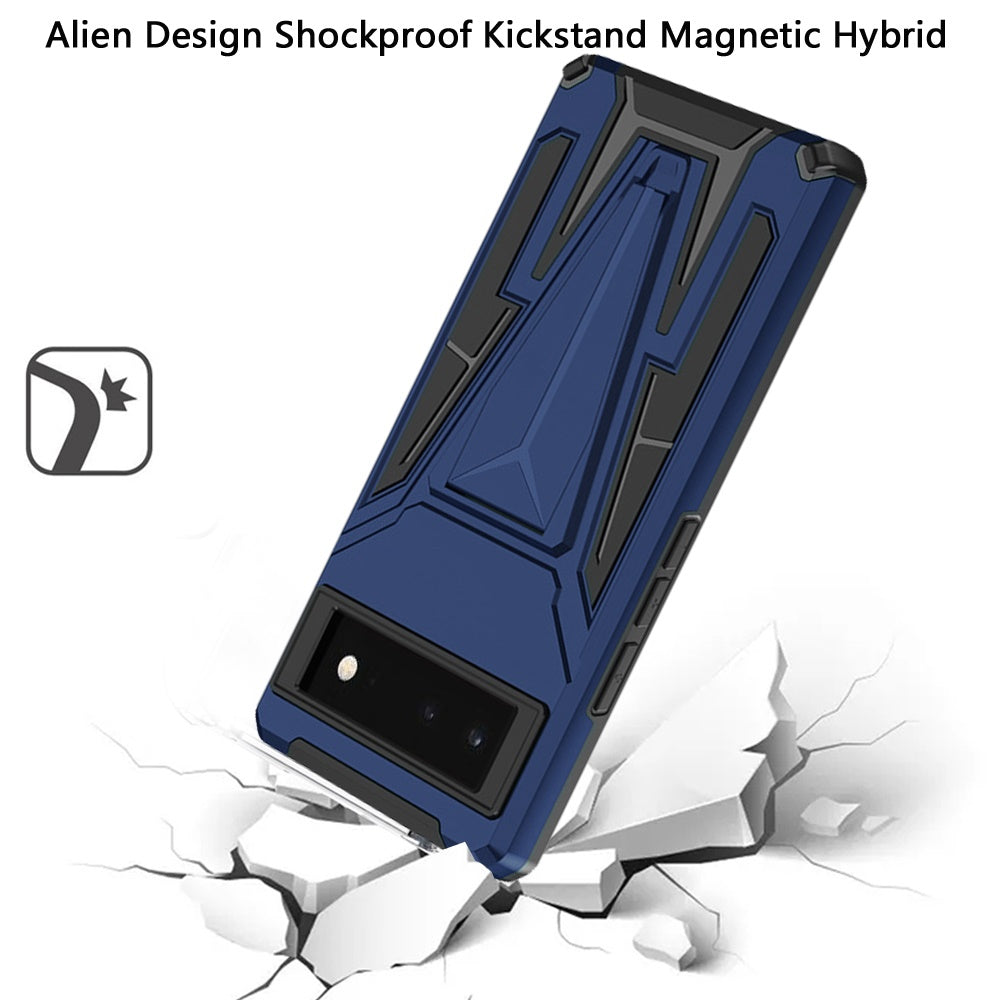 For Apple iPhone 13 Pro Max Heavy Duty Protection Hybrid Built-in Kickstand Rugged Shockproof Military Grade Dual Layer Full Body Case Cover Blue
