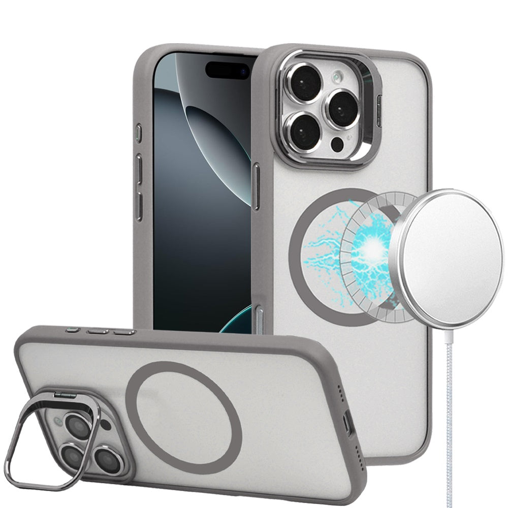 For Apple iPhone 16 (6.1") Hybrid Magnetic Cool Case with Camera Stand Fits MagSafe Accessories Shockproof Case Cover