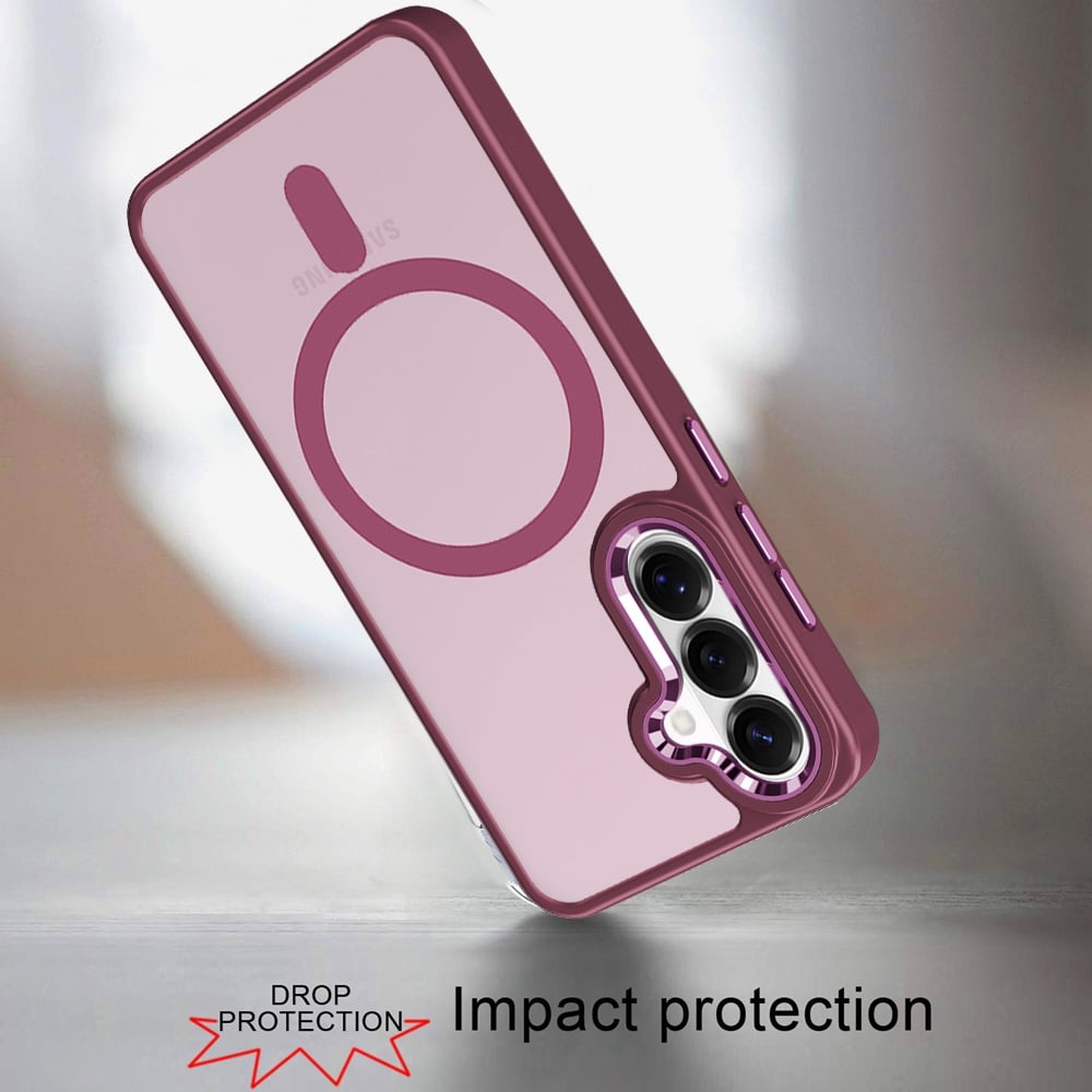 Phone Case for Samsung Galaxy S26 FE /Fan Edition Clear Acrylic Magnetic Circle Shockproof Hybrid Metal Button TPU Drop Protection Rugged Slim Durable Armor Cover