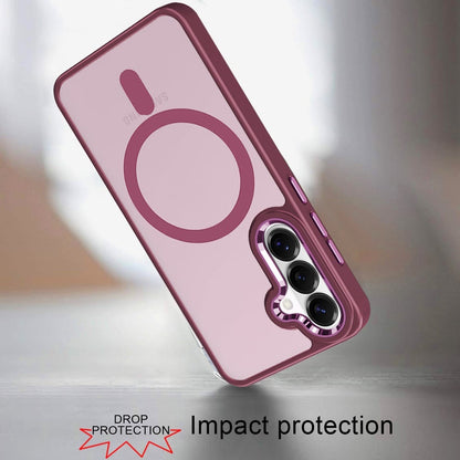 Phone Case for Samsung Galaxy S26 FE /Fan Edition Clear Acrylic Magnetic Circle Shockproof Hybrid Metal Button TPU Drop Protection Rugged Slim Durable Armor Cover