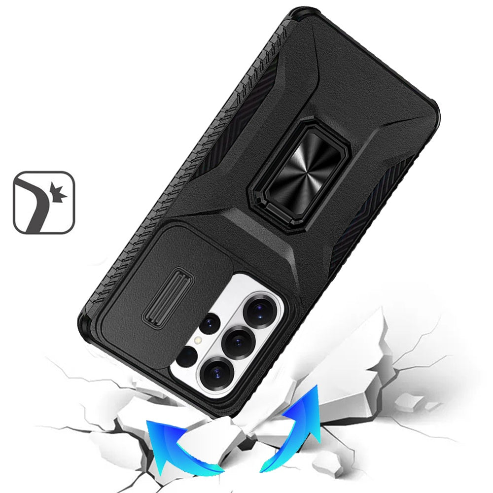 For Samsung Galaxy S26 Ultra Case, Camera Cover with Magnetic Rotation Ring Stand, Military Grade Hybrid Hard TPU Shockproof Case Cover