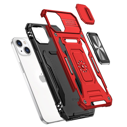 Phone Case for Apple iPhone 13 Pro Max Tough Metal Ring Shockproof Sliding Camera Window Hybrid Armor Rugged Anti Slip Heavy Duty Grip Cover