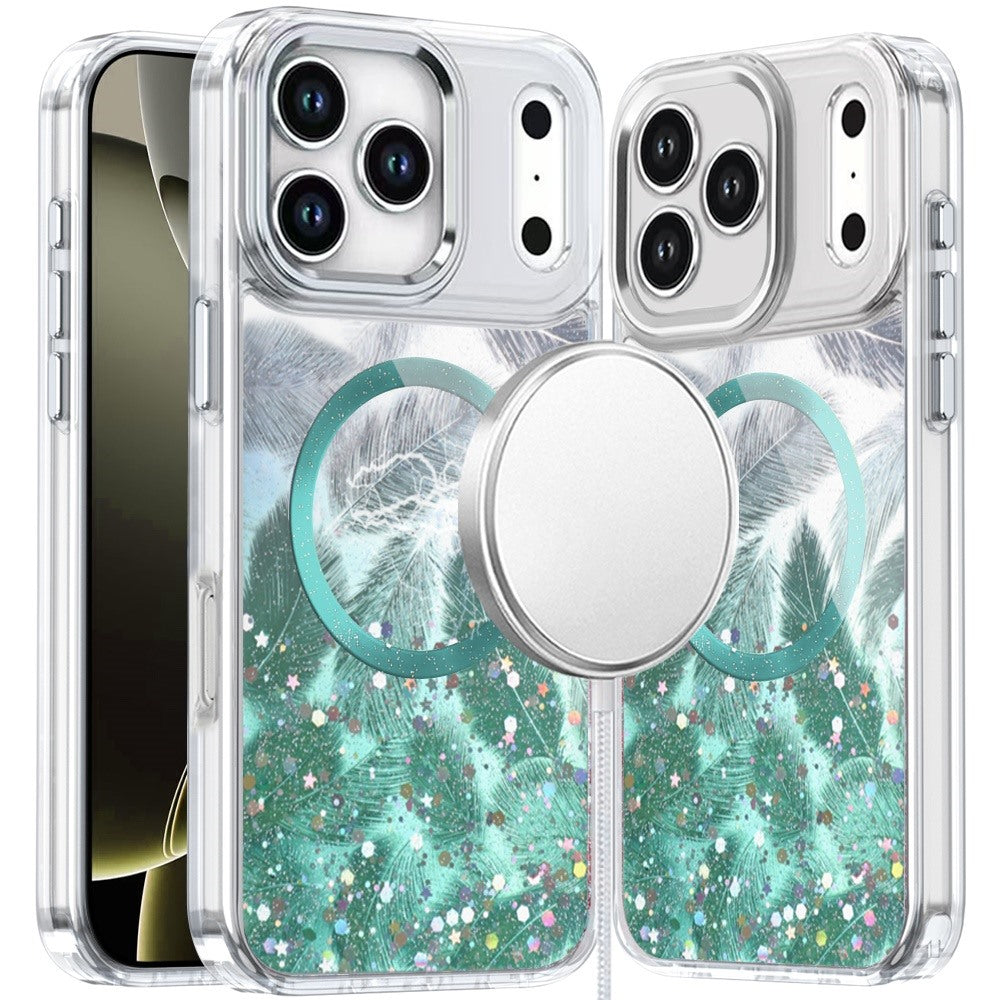 For Apple iPhone 17 Pro Max Epoxy Glitter Shimmer Fashion Case with Magnetic Magsafe Compatible Hybrid Sparkling Slim Protective Case Cover