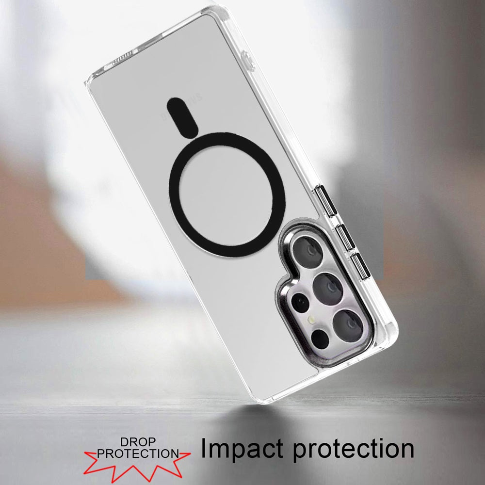 Clear Transparent Magnetic Circle Slim Shockproof Durable TPU Hard PC Grip Hybrid Design