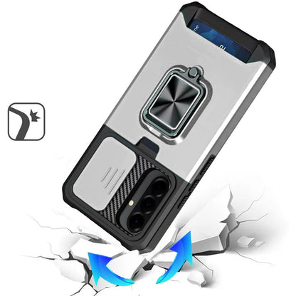 Phone Case for Samsung Galaxy A27 Card Holder Magnetic Ring Stand Shockproof Anti Slip Wallet Grip Protective Hybrid Design Cover