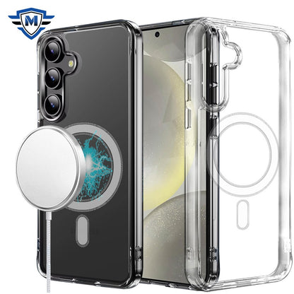 For Samsung Galaxy S25 /S24 Premium Clear Hybrid Built-in Magnetic Compatible with MagSafe Slim Thick TPU Bumper Case Cover Transparent