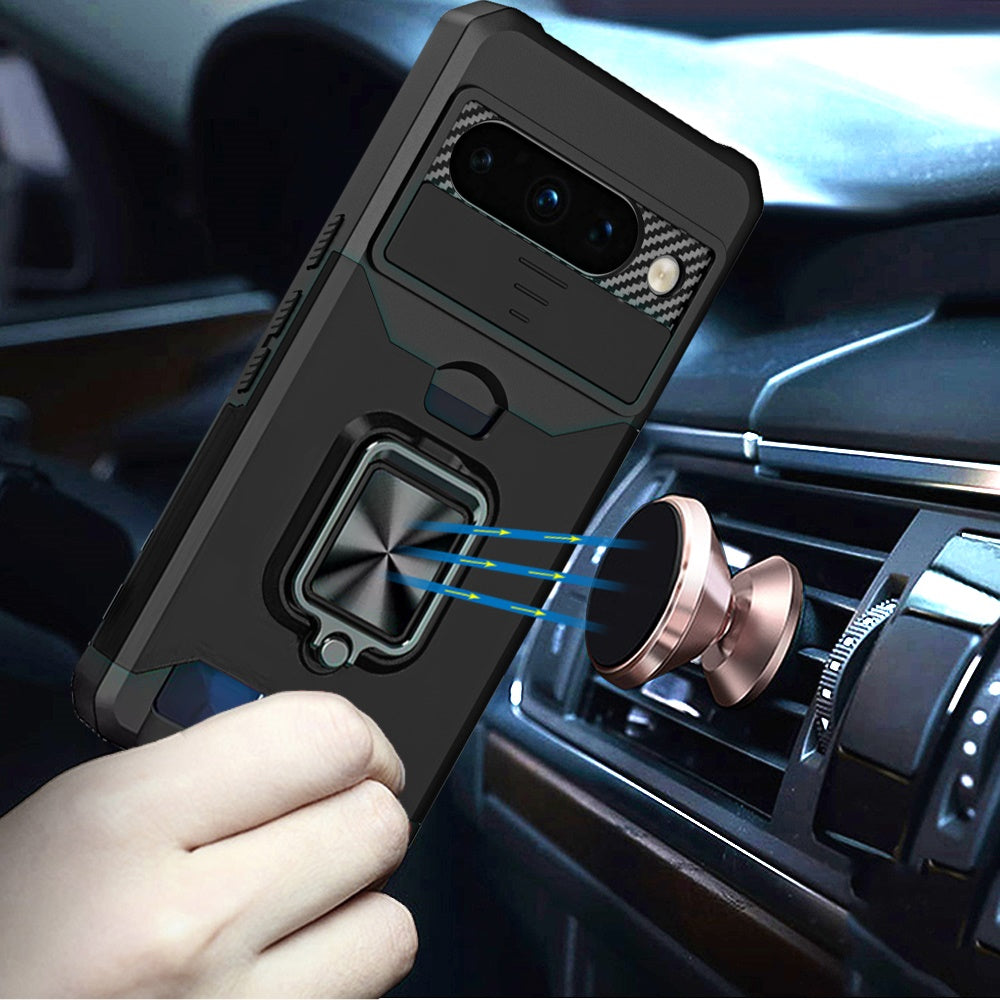 Phone Case for Google Pixel 11 / 11 Pro Card Holder Magnetic Ring Stand Shockproof Anti Slip Wallet Grip Protective Hybrid Design Cover