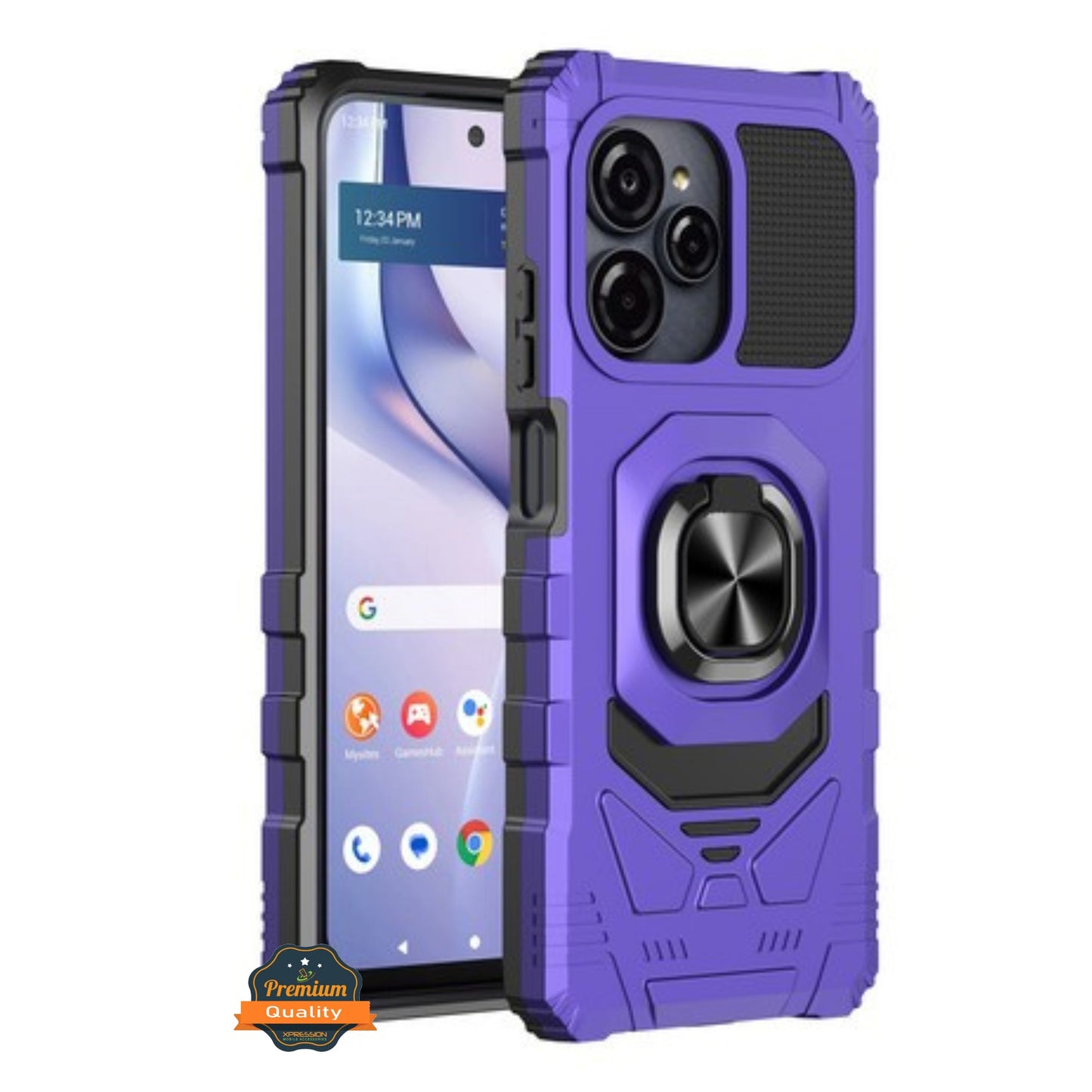 For Samsung Galaxy A17 5G Hybrid Magnetic Car Mount Ring Kickstand Stand Holder Full-Body Armor Protective [Military Grade] Case Cover