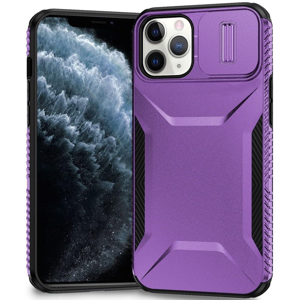 Phone Case for Apple iPhone 11 Pro Max Shockproof Hybrid Rugged Grip Camera Window Guard Window Protective Heavy Duty Slim Textured Design Cover Purple