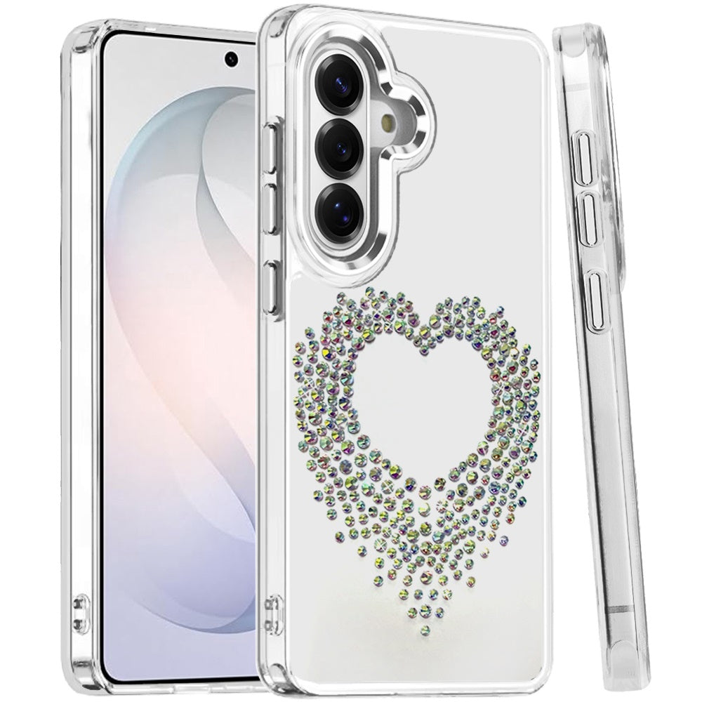 Phone Case for Samsung Galaxy S26 FE /S26 Fan Edition Angel Hearts Bling Shimmer Colorful Glitter Chrome Edge Shockproof Stylish Hybrid Design Cover