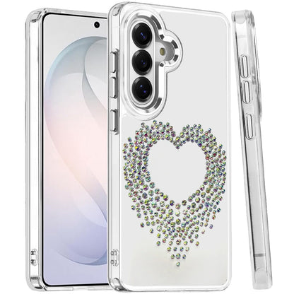 Phone Case for Samsung Galaxy S26 FE /S26 Fan Edition Angel Hearts Bling Shimmer Colorful Glitter Chrome Edge Shockproof Stylish Hybrid Design Cover