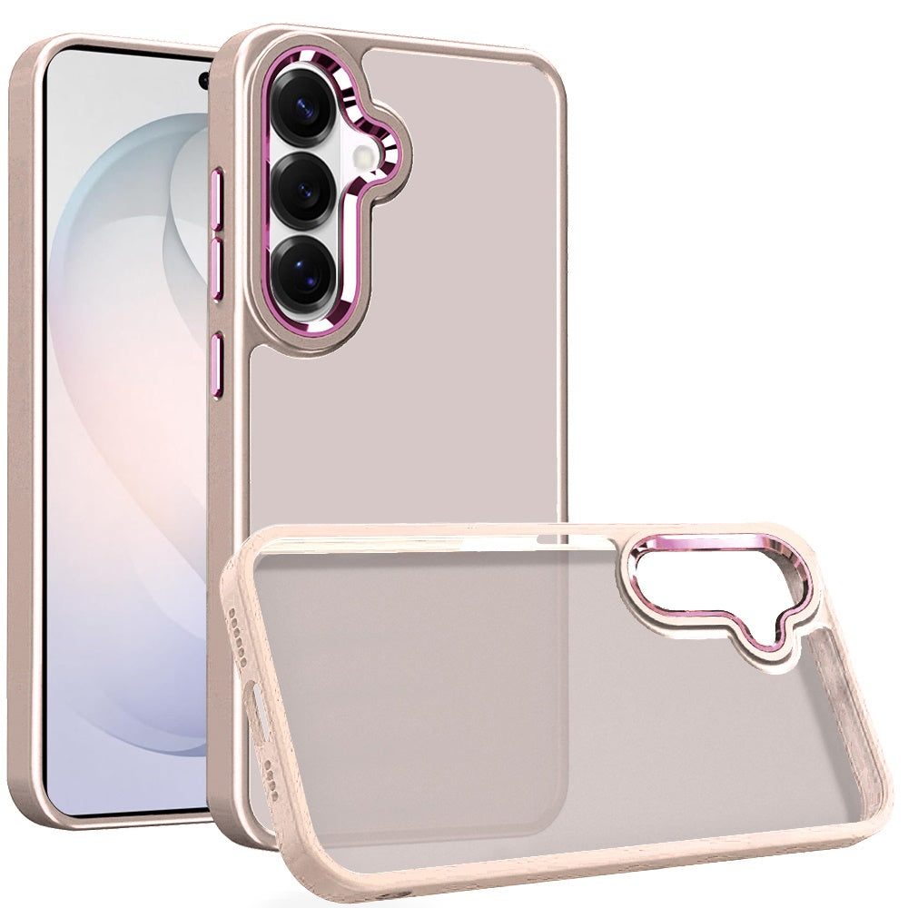 Phone Case for Samsung Galaxy S26 FE /Fan Edition Polished Acrylic Hybrid TPU Slim Shockproof Metal Button Thick Durable Grip Camera Protection Anti-Scratch Cover