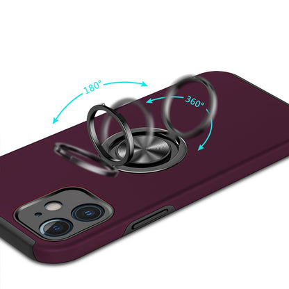 Phone Case for Apple iPhone 11 Invisible Ring Stand Shockproof Anti Slip Durable Grip Protective Hybrid Fit Magnetic Car Mount Holder Cover Purple