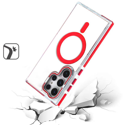 For Samsung Galaxy S26+ / S26 Plus Hybrid Clear Back Case with Invisible Camera Bracket Stand, MagSafe Magnetic Circle, Shockproof Color Frame Case Cover