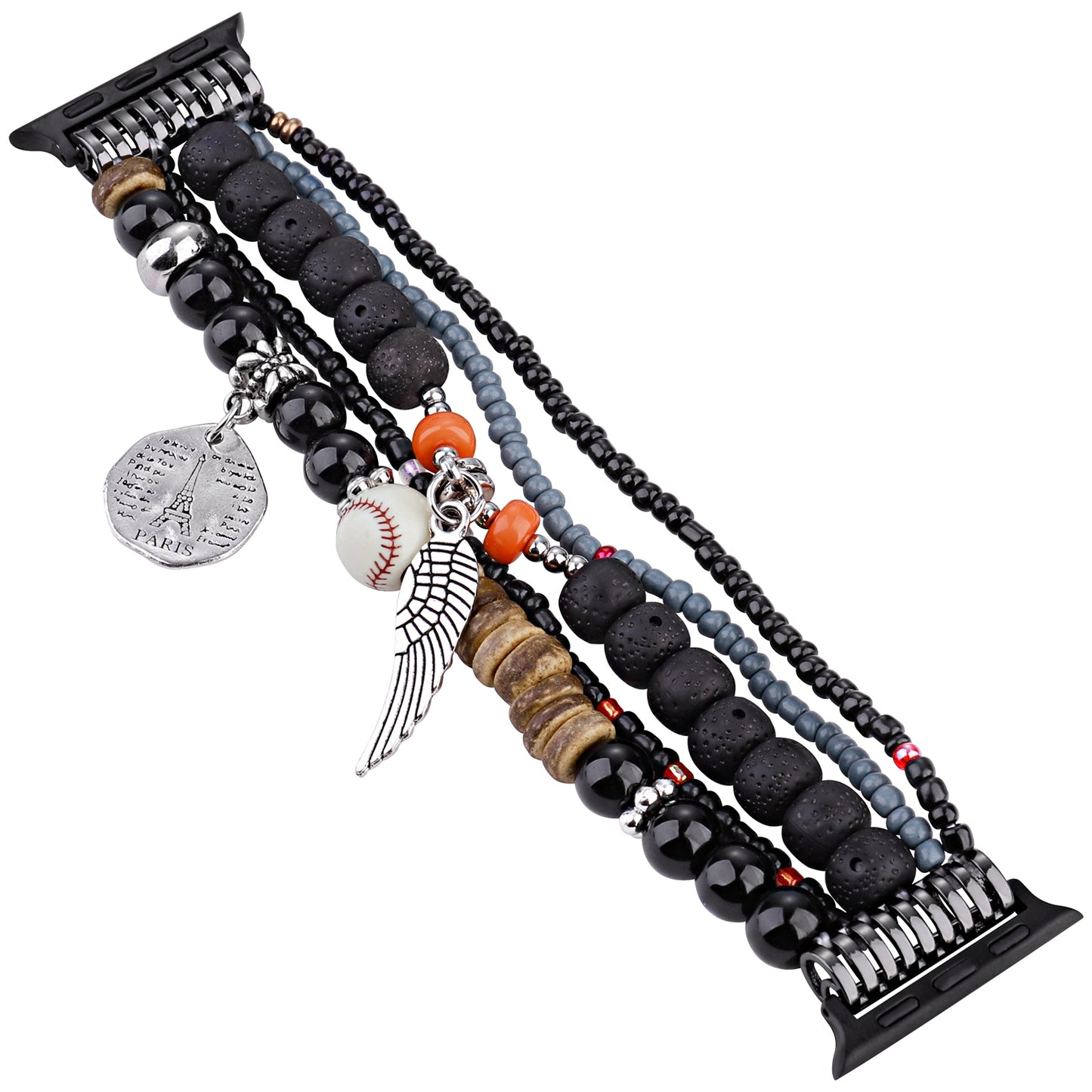 Watch Band for Apple Watch 38/40/41mm, Series 1-8 & SE Fashion Beaded Ornaments Adjustable Decorative Bracelet Style with Comfortable Wear Structure Black