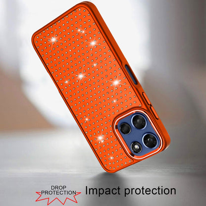 Phone Case for Motorola Moto G Stylus 5G 2026 /2025 Luxury Diamond Bling Sparkle Chrome Metallic Edge Shockproof Durable Protective Stylish Premium Hybrid Design Cover Cosmic Orange
