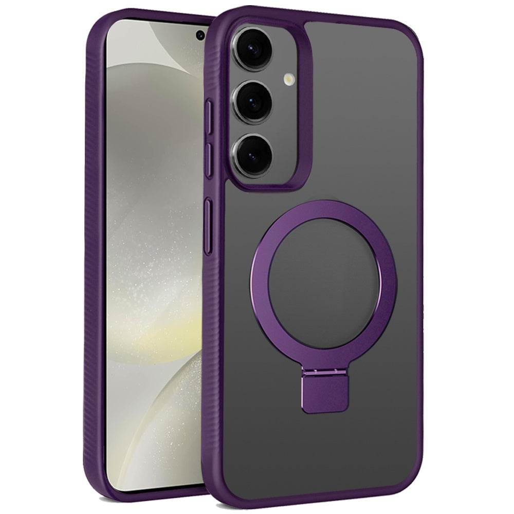 For Samsung Galaxy S25+ /S25 Plus /S24+ Plus Magnetic Circle Kickstand with MagSafe Compatibility, Matte Skin, Rugged Bumper, and Ring Holder Case Cover