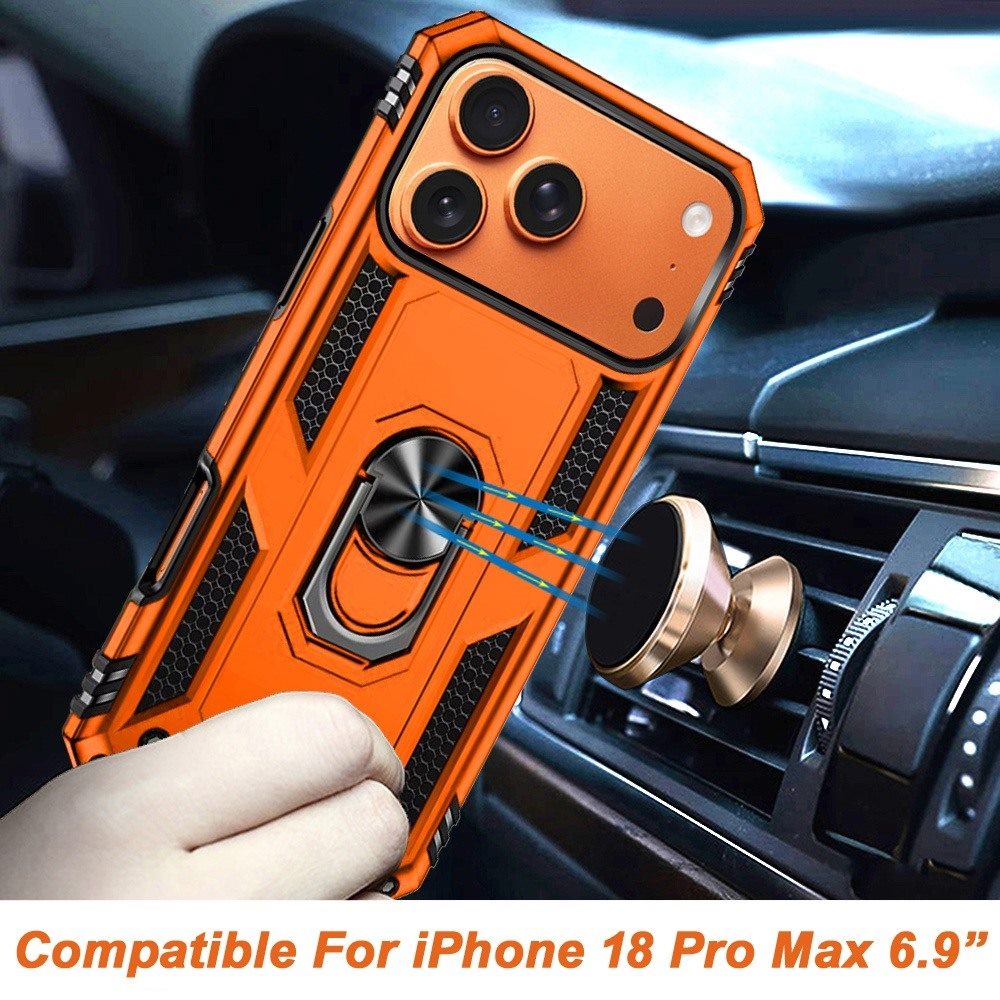 Phone Case for Apple iPhone 18 Pro Max Rotatable Ring Stand Shockproof Hybrid Armor Anti Slip Heavy Duty Fit Magnetic Car Mount Durable Grip Cover