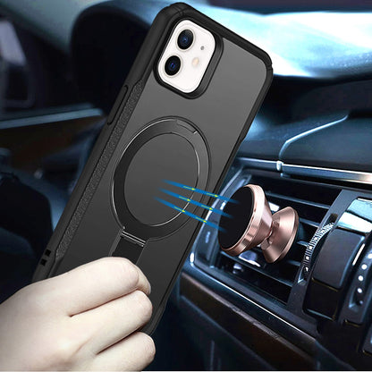 Phone Case for Apple iPhone 11 Magnetic Ring Stand Matte Finish Shockproof Grip Slim Armor Heavy Duty TPU Protective Hybrid Cover Black