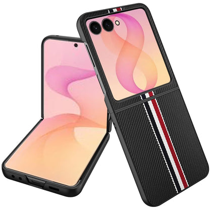 Phone Case for Samsung Galaxy Z Flip 8 Velvet Fabric Vegan PU Leather Slim Fit Hybrid Protective Shell Shockproof Design Cover Black