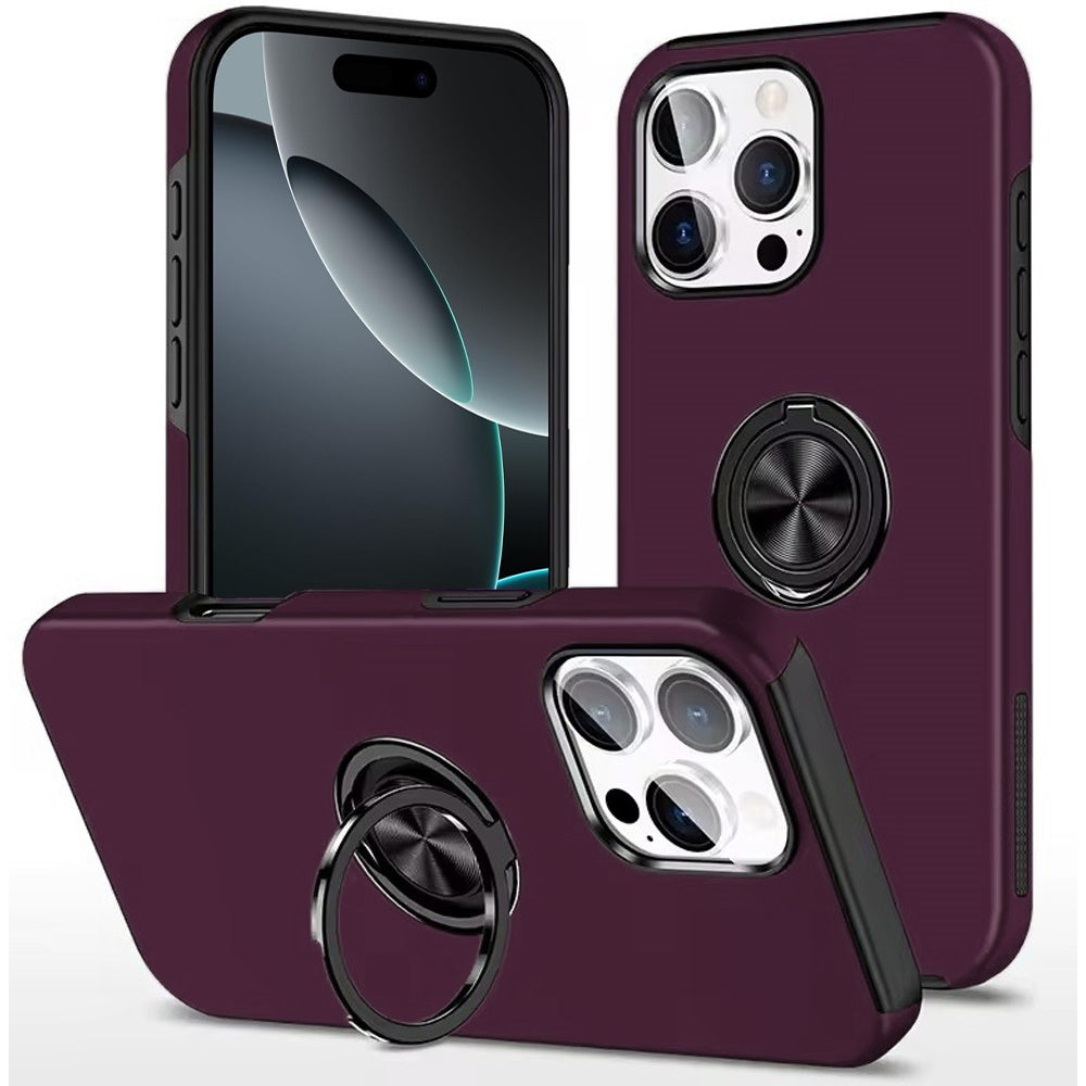 Phone Case for iPhone 16 Pro Max (6.9") Invisible Ring Stand Shockproof Anti Slip Durable Grip Protective Hybrid Fit Magnetic Car Mount Holder Cover Purple