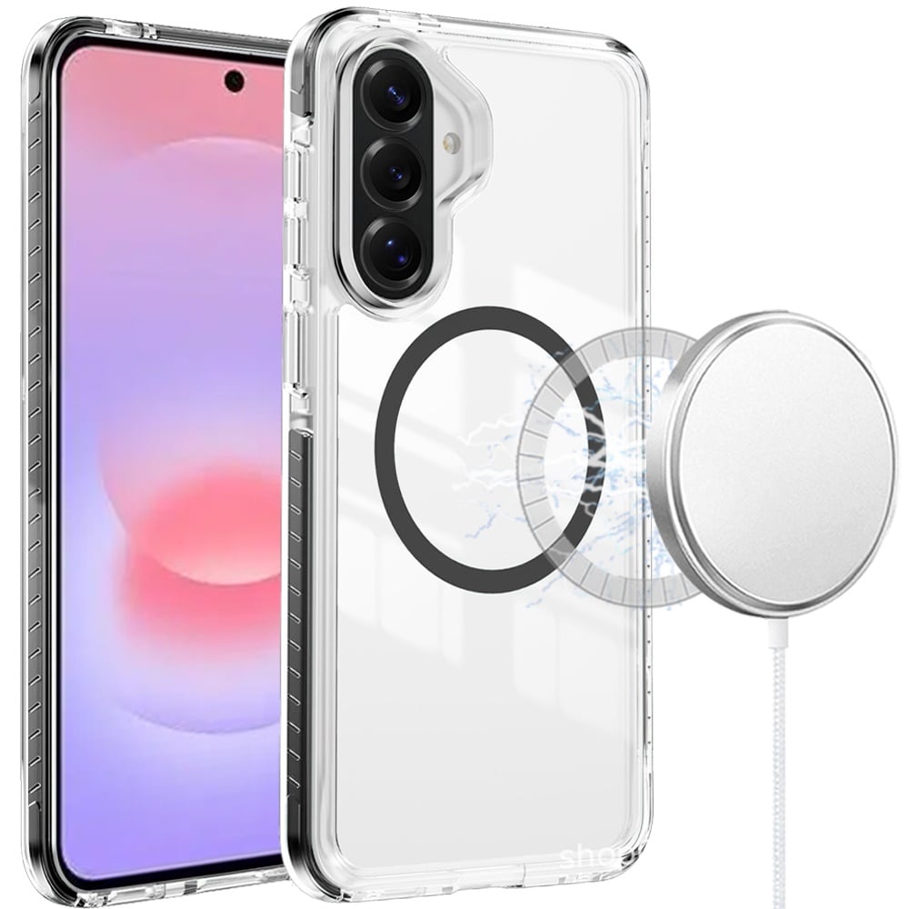 Phone Case for Samsung Galaxy A37 Transparent Magnetic Shockproof Colored Edge Hybrid Case Slim Durable Grip Clear Protective Soft TPU Cover