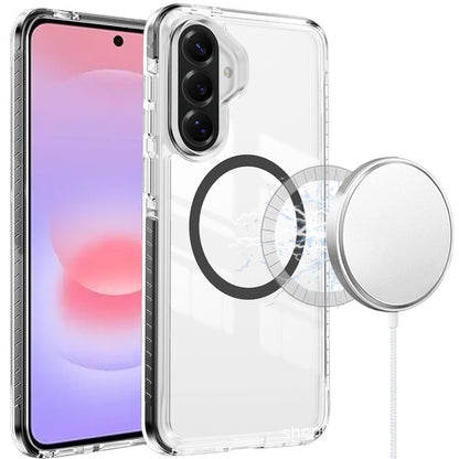 Phone Case for Samsung Galaxy A37 Transparent Magnetic Shockproof Colored Edge Hybrid Case Slim Durable Grip Clear Protective Soft TPU Cover