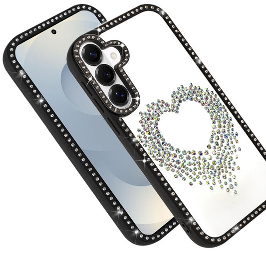 For Samsung Galaxy S26+ / S26 Plus Angel Hearts Glitter Shimmer Diamond Edge Hybrid Drop Protection Shockproof Design Compatible Case Cover