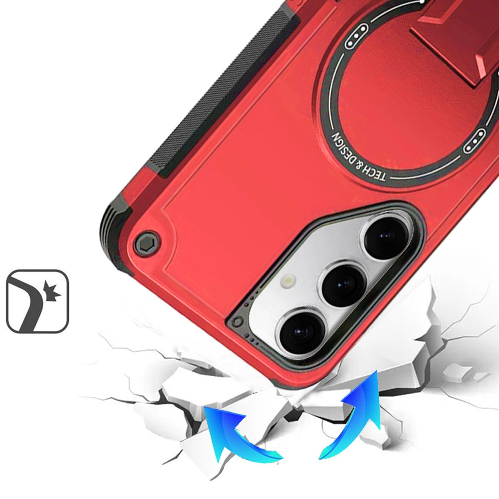 Magnetic Kickstand Rugged Shockproof Armor Grip Anti Slip Heavy Duty Protective Matte Stand Hybrid