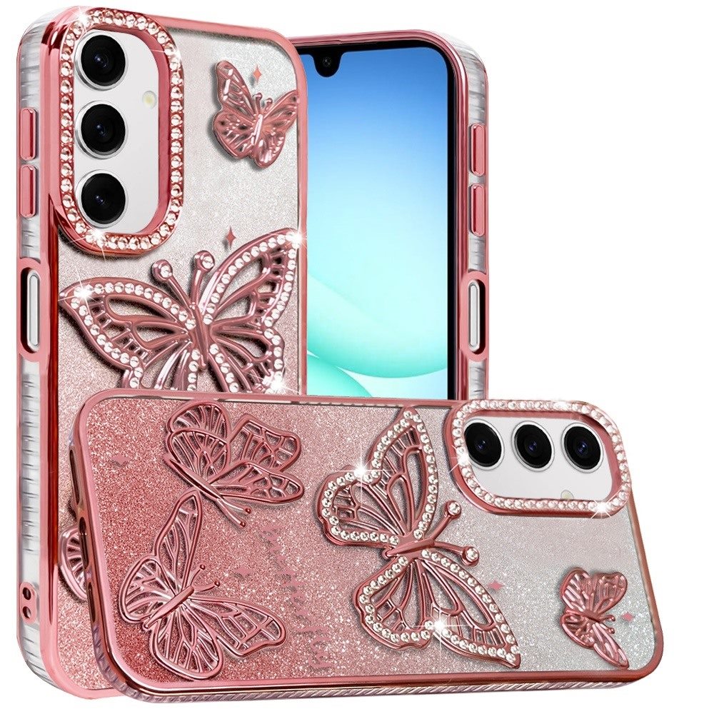 Phone Case for Samsung Galaxy A17 5G Butterfly Freedom Shimmer Glitter Thick TPU Shockproof Anti Slip Durable Protective Design Cover