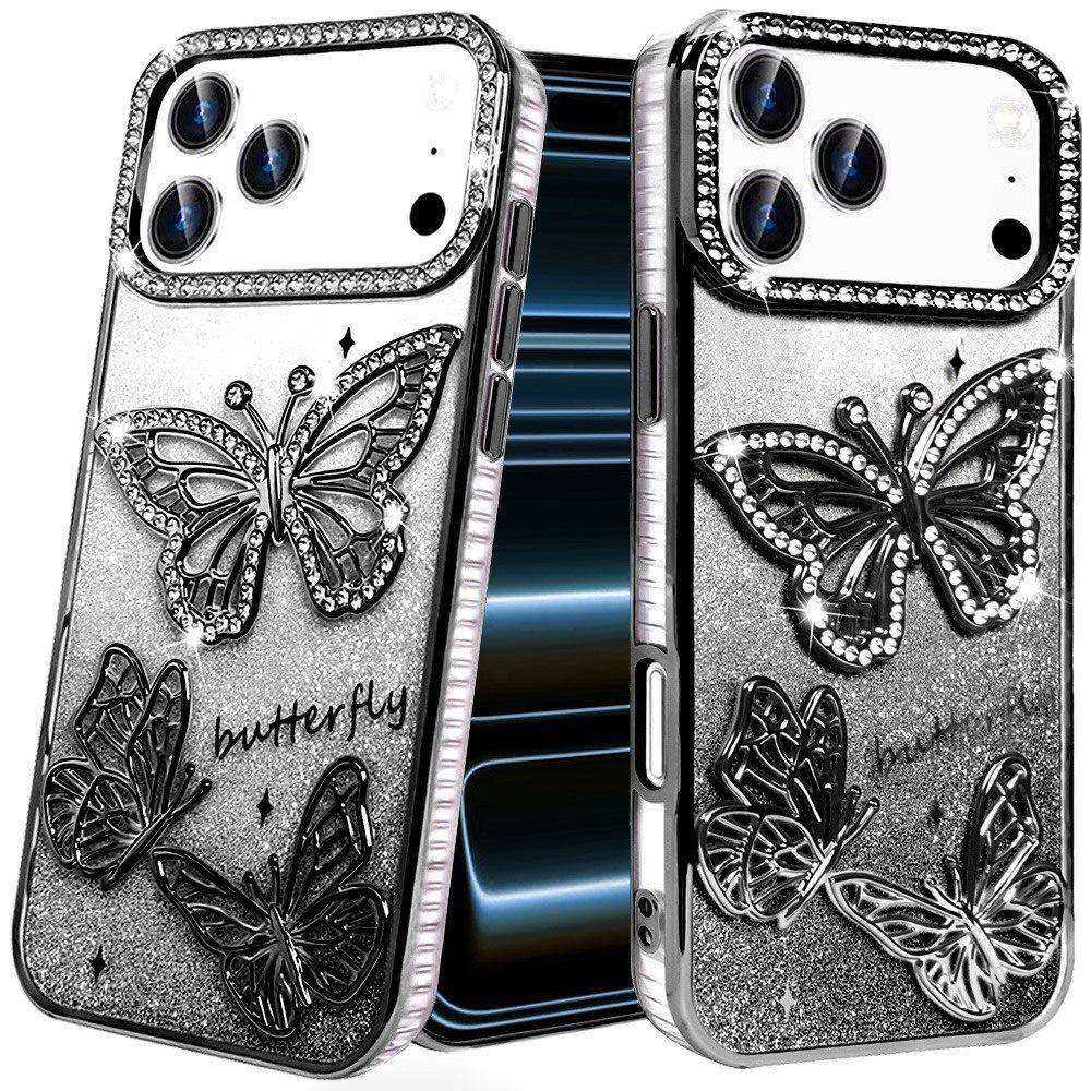 Phone Case for Apple iPhone 18 Pro Butterfly Freedom Shimmer Glitter Thick TPU Shockproof Anti Slip Durable Protective Design Cover