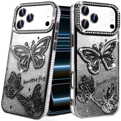Phone Case for Apple iPhone 18 Pro Butterfly Freedom Shimmer Glitter Thick TPU Shockproof Anti Slip Durable Protective Design Cover